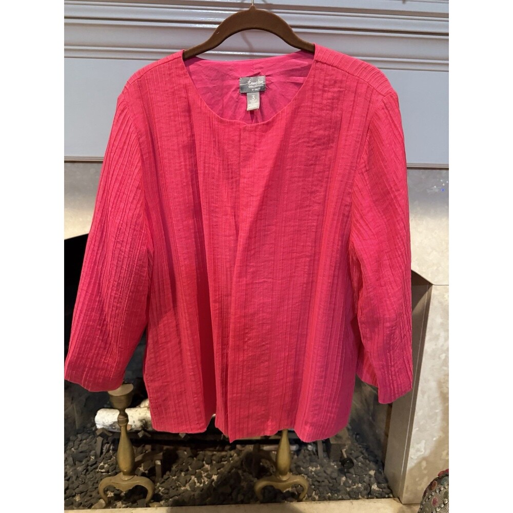 Travelers Collection Hot Pink Fly Front Jacket Size XL